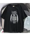 Gothic Devil Baskılı Siyah Unisex Oversize T-Shirt