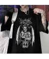 Gothic Devil Unisex Siyah Oversize T-Shirt