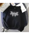 Gothic Graphic Baskılı Siyah Unisex Oversize Kapüşonlu Sweatshirt