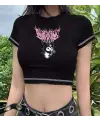 Gothic Harajuku Fashion Anime Kuromi Sanrio Yarım Kadın T-Shirt