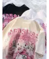 Gothic Hello Kitty Baskılı Oversize T-Shirt