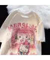Gothic Hello Kitty Baskılı Oversize T-Shirt