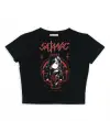 Gothic Satanic Girl Baskılı Siyah Crop