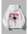Gothic Spider Web Scream Oversize Unisex Beyaz Kapşonlu Hoodie Sweatshirt