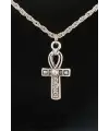 Gümüş Kaplama Antik Paslanmaz Çelik Haç Işareti Gri Deseart Kolye