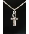 Gümüş Kaplama Antik Paslanmaz Çelik Haç Işareti Gri Deseart Kolye
