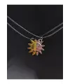 Gümüş Kaplama Ay Güneş Mıknatıslı 2 li Unisex Hediyelik Çift Kolye