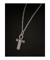Gümüş Kaplama Paslanmaz Çelik Unisex Haç Işareti Gri Bijuteri Akseuar Kolye