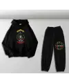 Guns N Roses Baskılı Siyah Oversize Kapüşonlu Sweatshirt & Eşofman Altı Unisex İkili Takım