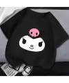 Harajuku Kuromi Face Unisex Oversize Siyah T-Shirt