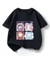 Harajuku Sanrio Karakter Baskılı Siyah T-Shirt