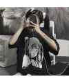 Harajuku Style Anime Death Note Misa Cosplay Kısa Kollu Oversize T Shirt
