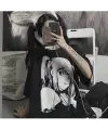 Harajuku Style Anime Death Note Misa Cosplay Kısa Kollu Oversize T Shirt