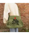 Hasta La Victoria Siempre Baskılı Unisex Yeşil Postacı Çantası