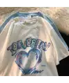Heart Baskılı Beyaz Unisex Oversize T-Shirt