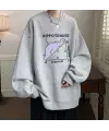 Hippotenuse Baskılı Siyah Unisex Oversize Bisiklet Yaka Sweatshirt