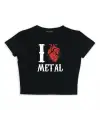 I Love Metal Baskılı Siyah Crop