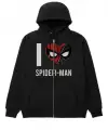I Love Spider-Man Baskılı Oversize Fermuarlı Siyah Unisex Kapüşonlu Hırka