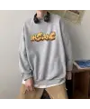 Insane Baskılı Gri Unisex Oversize Bisiklet Yaka Sweatshirt
