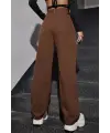 Kahverengi Bol Paça Jean Palazzo Wide Leg Kot Pantolon