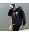 Killer Girl Vicinity Baskılı Baskılı Oversize Fermuarlı Siyah Unisex Kapüşonlu Hırka