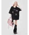 Y2k Cute Cat Beyaz Reglan Kol Oversize T-Shirt
