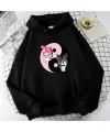 Kuromi & Melody Siyah Kapüşonlu Sweatshirt
