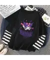 Kuromi Purple Baskılı Fake Sleeves Unisex Siyah T-Shirt