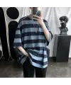 Kırmızı Siyah Çizgili Unisex Oversize T-Shirt