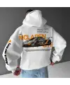Mc Laren Baskılı Beyaz Kapşonlu Sweatshirt