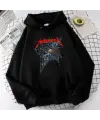 Metallica Baskılı Siyah Unisex Oversize Kapüşonlu Sweatshirt