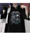 Metallica Knight Skull Baskılı Siyah Unisex Oversize T-Shirt