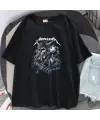 Metallica Knight Skull Baskılı Siyah Unisex Oversize T-Shirt