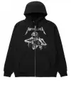 Metallica Skeleton Baskılı Oversize Fermuarlı Siyah Unisex Kapüşonlu Hırka