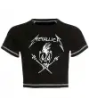 Metallica Skull Baskılı Ters Dikiş Siyah Crop