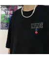 Mini Spider-Man Baskılı Siyah Unisex Oversize T-Shirt