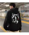Naruto Itachi Collage Sırt Baskılı Siyah Unisex Oversize Kapüşonlu Sweatshirt