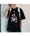 Naruto Uchihas Baskılı Siyah Unisex Oversize T-Shirt