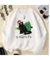 New Year Christmas İts Wasnt Me Beyaz Unisex Oversize Bisiklet Yaka Sweatshirt