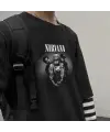 Nirvana Artists Baskılı Fake Sleeves Unisex Siyah T-Shirt