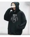 Nirvana Artists Baskılı Siyah Unisex Oversize Kapüşonlu Sweatshirt