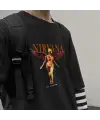 Nirvana In Utero Baskılı Fake Sleeves Unisex Siyah T-Shirt
