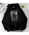 Nirvana Poster Baskılı Siyah Unisex Oversize Kapüşonlu Sweatshirt