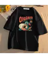 Ohana Baskılı Siyah Oversize Unisex T-Shirt
