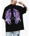 Ön Arka Baskılı Angel Siyah T-Shirt