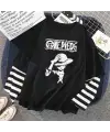 One Piece Baskılı Fake Sleeves Unisex Siyah T-Shirt