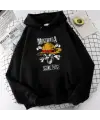 One Piece Mugiwara Baskılı Siyah Unisex Oversize Kapüşonlu Sweatshirt