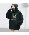 One Piece Zoro Swords Baskılı Siyah Unisex Oversize Kapüşonlu Sweatshirt