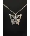 Paslanmaz Çelik Retro Vintage Aesthetic Grey Butterfly Zincirli Kolye