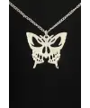 Paslanmaz Çelik Retro Vintage Aesthetic Grey Butterfly Zincirli Kolye